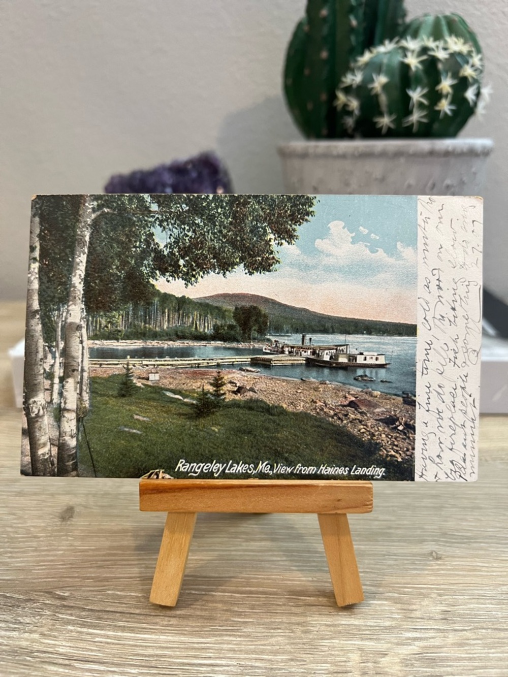 1907 Rangeley Lakes Maine Postcard Haines Landing Steamer Posted